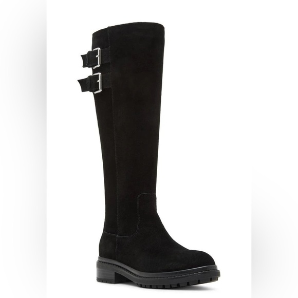 BLONDO Reagan Waterproof Knee High Lug Boot in Black Suede